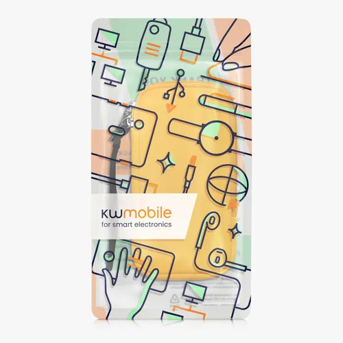 Miniatura 7 de kwmobile Bolsa de neopreno para teléfono tamaño XL - 6.7/6.8 pulgadas - Funda universal para celular con cremallera, correa para la muñeca, amarillo
