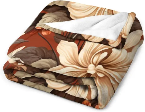 Miniatura 3 de Manta de vellón con estampado botánico de flores de terracota y primavera, manta de franela para el hogar, cama, sofá para niños y adultos, 70 x 80