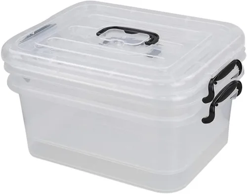 Miniatura 7 de Caja de almacenamiento de plástico transparente de 8 L con asa, paquete de 2