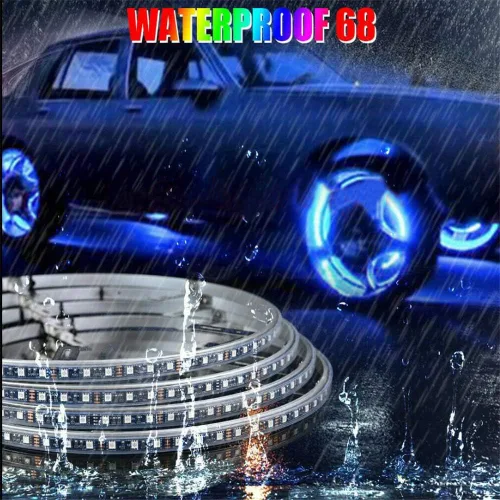 Miniatura 3 de Juego de luces LED de 15.5 pulgadas para llantas de color de flujo de sueño para automóvil, camión, todoterreno, kit de anillo de rueda LED por