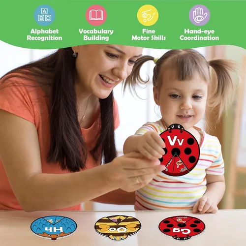 Miniatura 4 de Kasfalci Tarjetas del alfabeto, juguetes de aprendizaje del alfabeto, aprendizaje ABC para niños pequeños, juego de cartas a juego, palabras a