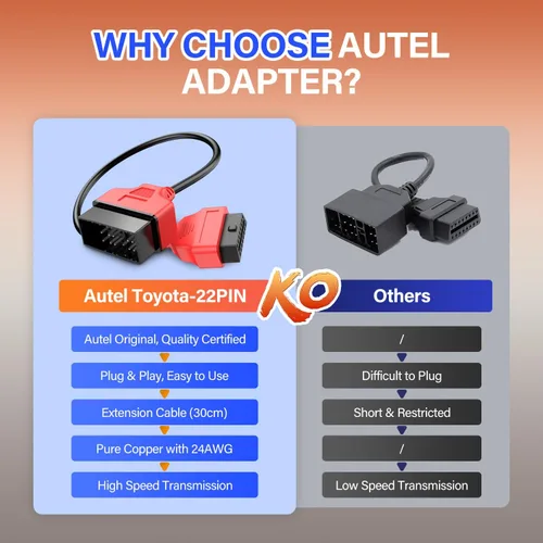 Miniatura 4 de Autel Cable adaptador original OBD2 para vehículos Toyota, 22Pin OBD1 a 16Pin OBDII convertidor de coche, compatible con OBD II herramienta