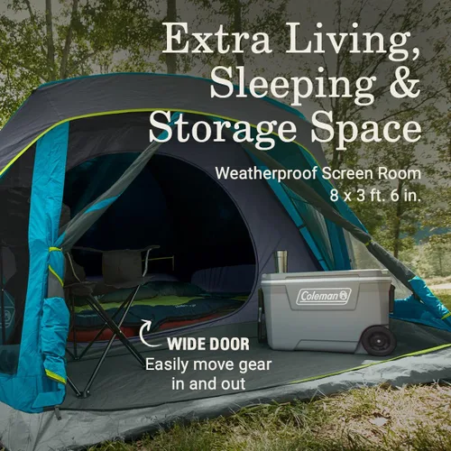 Miniatura 7 de Coleman Skydome - Tienda de campaña para habitación oscura con porche de pantalla y configuración de 5 minutos, tienda de campaña resistente a