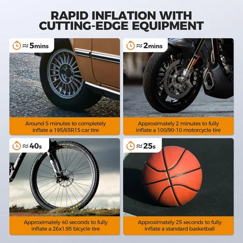 Miniatura 5 de Inflador de neumáticos, compresor de aire portátil, bomba de aire para neumáticos de automóvil, batería recargable inalámbrica de 150 PSI y 12 V CC