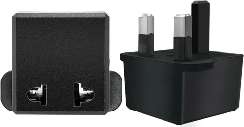 Miniatura 4 de (Negro-2 piezas) US/EU a UK Enchufes Adaptador de enchufe UE a Reino Unido Enchufes convertidor de corriente Enchufes de 2 pines Enchufe de EE.UU. a