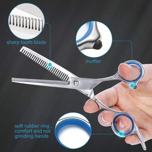 Miniatura 4 de Kit de tijeras de corte de pelo, juego profesional de 11 piezas – corte de pelo, tijeras de adelgazamiento, cepillo para plumero de cuello, peine