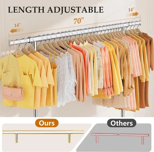 Miniatura 31 de Gewudraw Estante de ropa resistente con carga de 900 libras, estante comercial de doble barra con ruedas y estantes resistentes, estante colgante