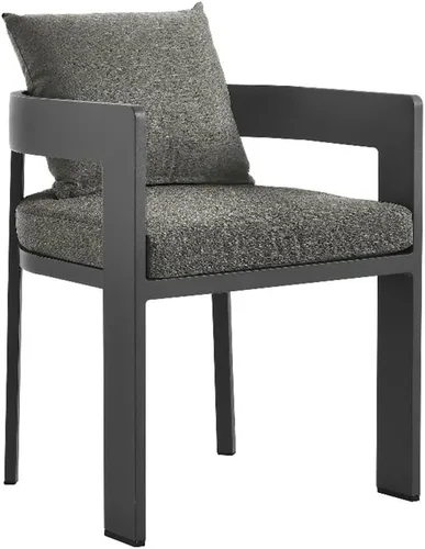 Modway Tahoe Silla de comedor de tela de aluminio con recubrimiento en polvo para patio al aire libre en gris carbón - Silla de comedor de metal