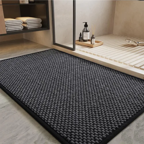 PADOOR - Alfombra de Baño - Alfombras de Baño de Chenilla Súper Absorbentes - Alfombras de Baño con Respaldo de Goma para Baño Antideslizantes, Gris