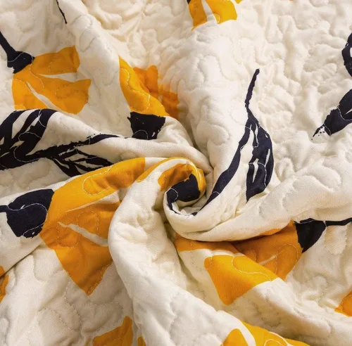 Miniatura 4 de DaDa Bedding - Juego de colcha acolchada con diseño floral botánico de flores amarillas y doradas, diseño de tulipanes de primavera, bordes