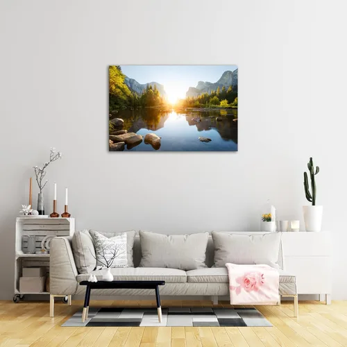 Miniatura 3 de SKASNFAI Arte de Pared en Lienzo del Parque Nacional, Pintura de Paisaje Natural de Montaña, Arte Enmarcado para Decoración del Hogar, para Sala