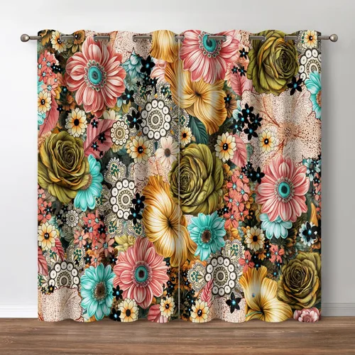 Miniatura 23 de Jekeno - Cortinas opacas de cine para dormitorio, sala de estar, carrete de película con estampado rojo y negro, con ojales, juego de 2 paneles, 52