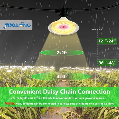 Miniatura 2 de Luces LED de Crecimiento para Exteriores, Luz de Crecimiento de Cadena Impermeable, Luces de Crecimiento de Plantas de Espectro Completo con Cable