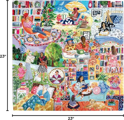 Miniatura 6 de eeBoo Rompecabezas de 1000 Piezas - Rompecabezas de Mujeres Leyendo para Adultos, Cuadrado 23" x 23" Hecho con Tablero Reciclado y Tinta a Base