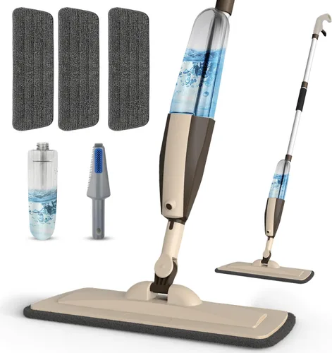Miniatura 15 de Trapeadores para limpieza de suelos con rociador húmedo con botella recargable de 14 onzas y 2 almohadillas de microfibra lavables, uso doméstico