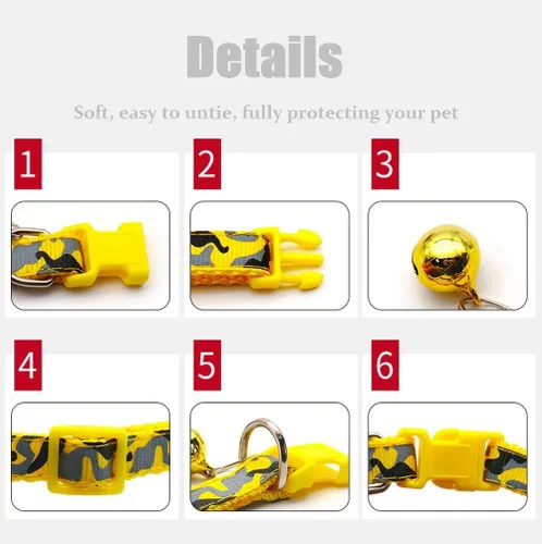 Miniatura 7 de Collares de camuflaje personalizados para perros, collares ajustables de nailon ligero para mascotas, hebilla de liberación rápida, perfectos
