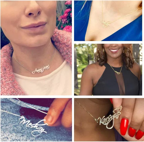 Miniatura 3 de UMAGICBOX Collar con nombre personalizado, elige entre 14 estilos de fuente, colgante personalizable chapado en oro de 18 quilates, regalo ideal