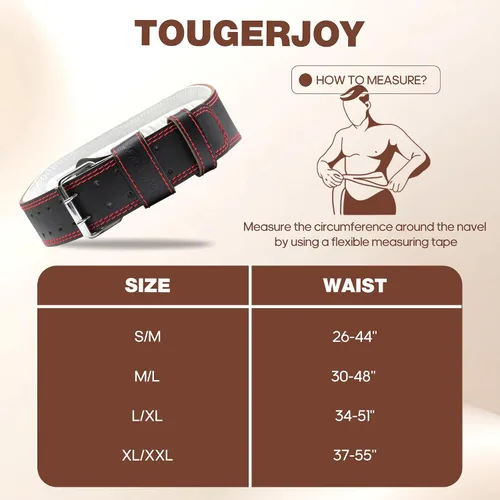 Miniatura 2 de Genuine Leather Weight Lifting Belt for Men Double Prong Power Belt Heavy Duty - Strong, Stabilizing Back Support for Deadlifts, Squats Powerlifting