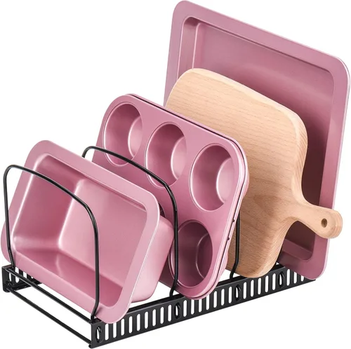 Miniatura 7 de Toplife - Organizador de tapas de olla para gabinete y encimera, soporte organizador para 7 o más tapas de sartenes y utensilios para hornear con 7