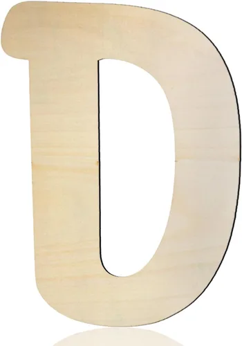 Letras de madera de 8 pulgadas de alto, letra de madera D de 1/5 pulgada de grosor, letras del alfabeto de madera sin terminar para decoración de