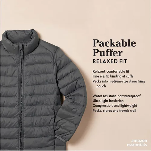 Miniatura 2 de Amazon Essentials Chaqueta ligera, resistente al agua, con capucha, acolchada y plegable para niños y niñas pequeñas