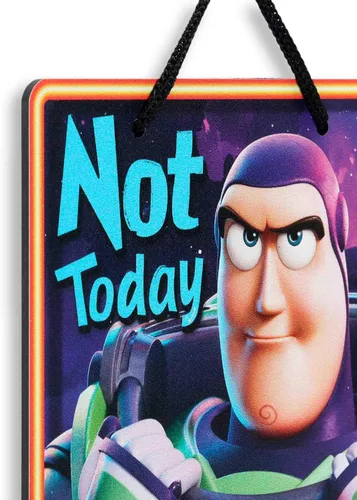 Miniatura 4 de Disney Pixar Toy Story Not Today Zurg - Decoración colgante de pared de metal, divertido letrero de Buzz Lightyear para el hogar u oficina