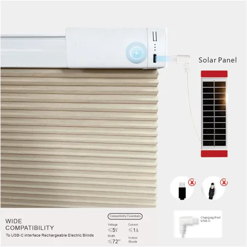 Miniatura 8 de 1 panel solar de 1.3 W5.5 V, adecuado para persianas eléctricas, persianas inteligentes, enchufe USB-C, generación de energía solar móvil, instalado