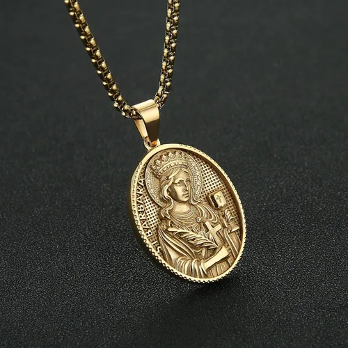 Miniatura 4 de HZMAN Collar de acero inoxidable de San José/María/Jesús para hombres y mujeres, medalla cristiana, amuleto, colgante, joyería de regalo