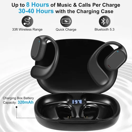 Miniatura 3 de Auriculares de oído abierto VG332, auriculares de conducción de aire Bluetooth 5.3, 16 horas de tiempo de reproducción, controladores dinámicos