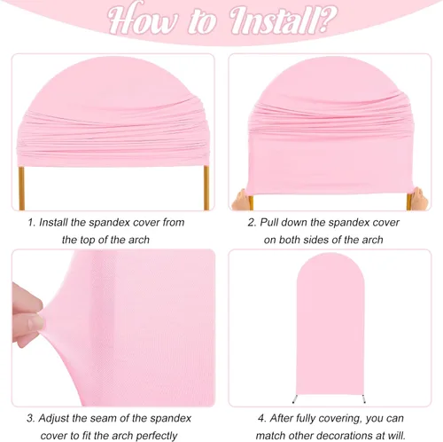 Miniatura 5 de Cubierta de Arco de Boda Ajustada de Spandex 7.2 Pies, Cubierta de Fondo de Arco Rosa, Cubiertas de Soporte de Fondo Chiara de Parte Superior