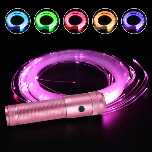 Miniatura 11 de AMKI Látigo de fibra óptica LED recargable de 6 pies, 360 giratorios, 360 efectos de modo, súper brillante, juguete de baile, ideal para fiestas Rosa
