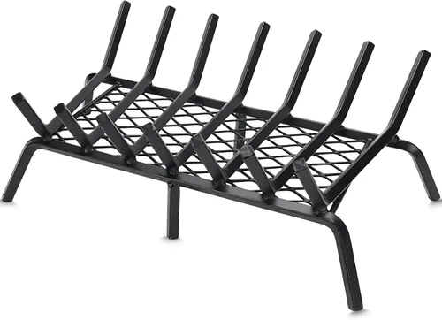 Miniatura 15 de G GOOD GAIN Rejilla para chimenea con retenedor de brasas, de 15.5" de hierro fundido resistente para interiores, chimenea, hogar, estufa de leña