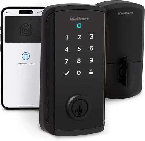 Kwikset Halo Select Plus Cerrojo Inteligente de Pantalla Táctil Negro Mate Apple Home Keys Tap-to-Unlock, Wi-Fi y Matter Habilitado con Sensor de