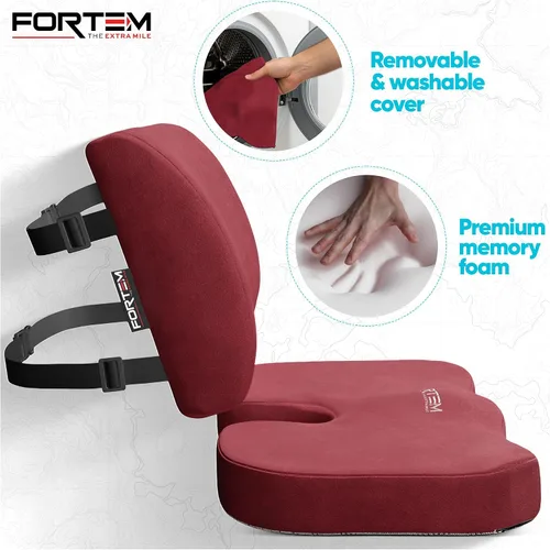 Miniatura 3 de Fortem - Cojín para Silla de Oficina, Cojín Lumbar para Silla de Oficina, Almohada de Apoyo Lumbar para Silla de Oficina, Cojín de Espuma velur rojo