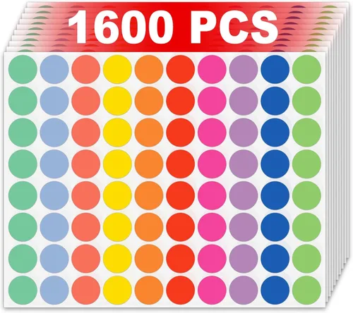Miniatura 10 de Misofuki 4000 PCS Calcomanías de Precio de Venta de Garaje de 3/4" en Rollos para Oficina Aula Estudiante, 8 Colores Calcomanías de Precio de Venta