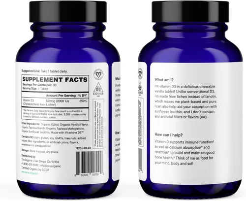 Miniatura 5 de Ora Organic Vitamina D3 5000IU + K2 – Vitamina D vegana de liquen y K2 de garbanzos para la salud ósea, apoyo inmunológico y estado de ánimo, máxima