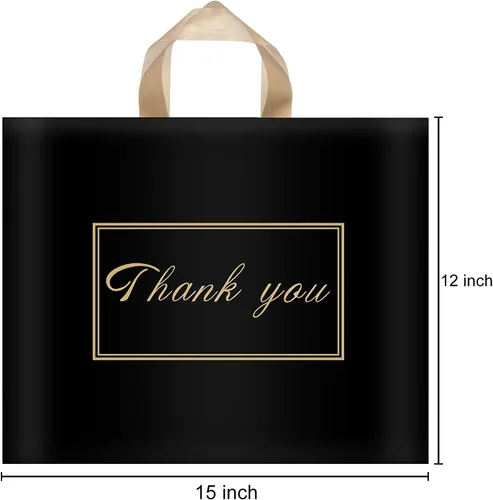 Miniatura 3 de WAKAKO Paquete de 60 Bolsas de Compras de Agradecimiento, Boutique 15x12 Pulgadas Bolsas de Regalo de Plástico de Agradecimiento para Compras