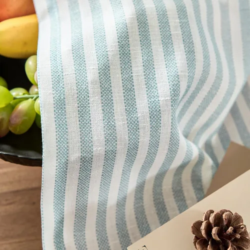 Miniatura 4 de Vangao Cortinas de lino a rayas para sala de estar, dormitorio, casa rural con estampado de rayas de tictac, cortinas impresas con ojales