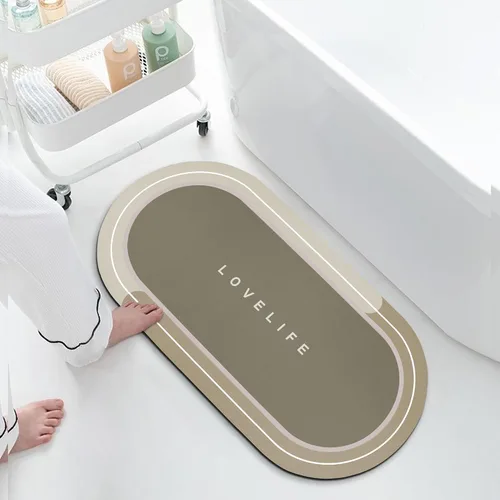Miniatura 29 de Tapetes de baño de goma de secado rápido, antideslizantes, súper absorbentes, de secado instantáneo, alfombra de baño frente al fregadero de la Beige