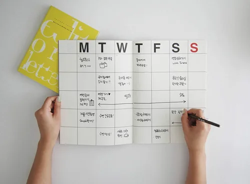 Miniatura 5 de JSTORY Planificador Mensual Grande se Mantiene Plano Sin Fecha Todo el Año Cubierta Flexible Organizador de Objetivos/Tiempo Papel Grueso Ecológico