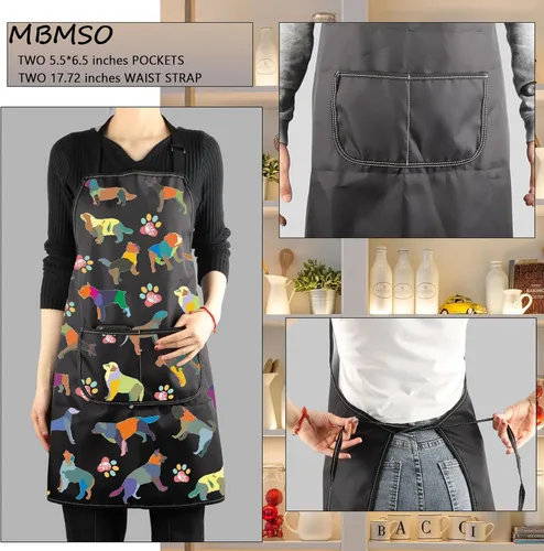 Miniatura 3 de MBMSO Delantal de aseo para perros con bolsillo, regalo colorido para amantes de los perros para peluqueros