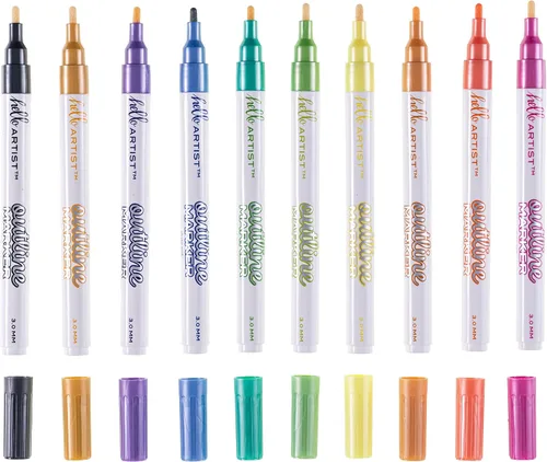 Hello, Artist! Marcadores de contorno, 10 piezas, hermosos efectos de dos colores, colores metálicos