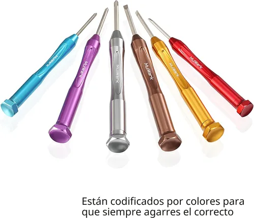 Miniatura 6 de MULWARK Juego de destornilladores pequeños, juego de 6 mini destornilladores magnéticos, microprecisión de cabeza plana y destornillador Phillips