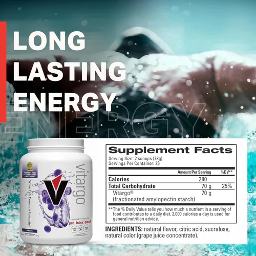 Miniatura 6 de Vitargo Polvo de carbohidratos Alimenta glucógeno muscular 2 veces más rápido 4.4 libras de uva antes del entrenamiento y después
