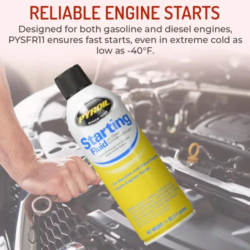 Miniatura 3 de Pyroil - PYSFR11 Líquido de arranque lata de 11 onzas – Arranque rápido del motor en clima frío para gasolina y diésel – Paquete de 12 aerosoles