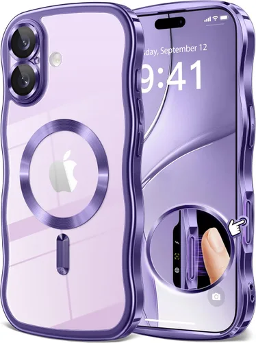 Miniatura 17 de GVIEWIN Funda para iPhone 16 Pro Compatible con MagSafe, Mejorada [Protección Completa de la Cámara][Marco de Ondas Lindo][Protección de Grado