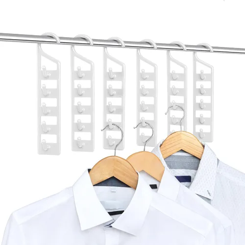 Miniatura 11 de CraftyCrocodile Perchas que ahorran espacio para ropa, paquete de 2, plástico resistente, ahorro de espacio para camisas, pantalones, jeans