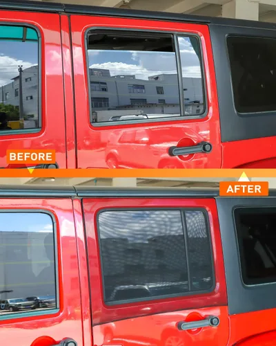 Miniatura 7 de Savadicar Parasoles para ventana trasera, parasol de malla transpirable para ventana lateral, media cubierta, compatible con Jeep Wrangler JK JL
