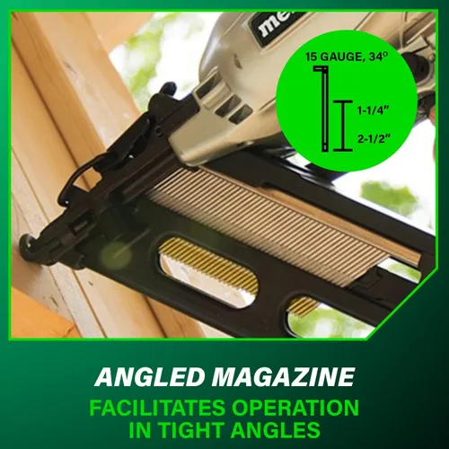 Miniatura 8 de Metabo HPT NT65MA4 - Pistola de clavos con soplador de aire, clavadora neumática preferida por profesionales para molduras de corona, molduras