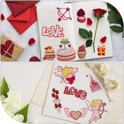 Miniatura 3 de SUPERDANT Calcomanías de Pared para el Día de San Valentín Lindo Ángel Osito Corazón Romántico Decoración de Pared Calcomanías de Arte de Pared